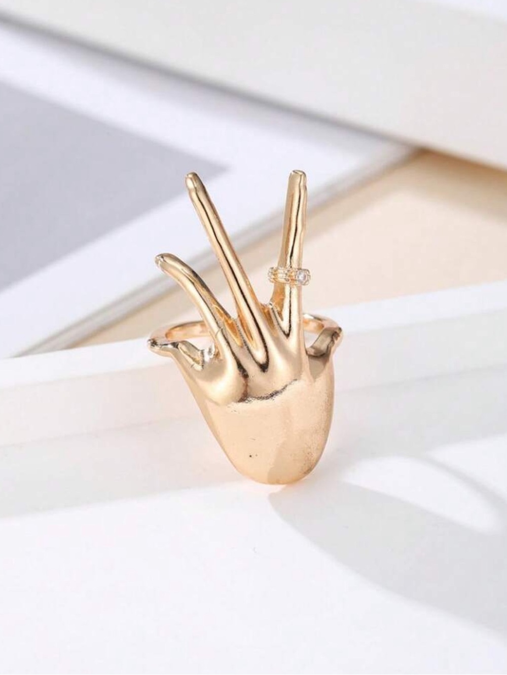 Gold Hand Sculptural Ring
